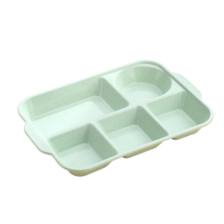 Five compartment wheat straw divided plate in green