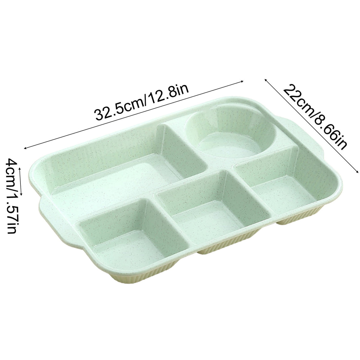 Five compartment wheat straw divided plate in green