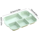 Five compartment wheat straw divided plate in green