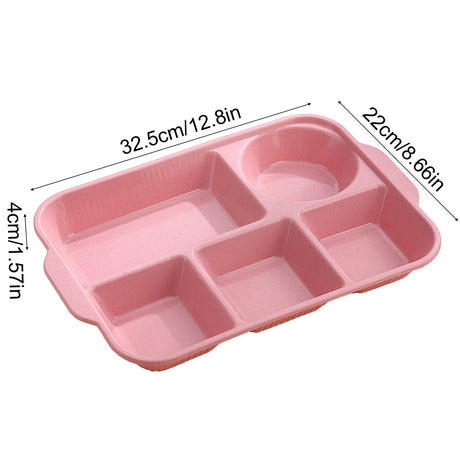 Five compartment wheat straw divided plate in pink