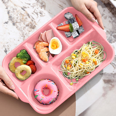 Five compartment wheat straw divided plate in pink