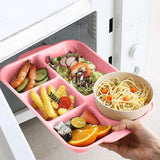 Five compartment wheat straw divided plate in pink