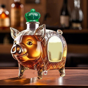 3D wolf head whisky decanter in glass - view 1