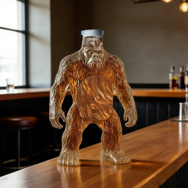 3D wolf head whisky decanter in glass - view 1