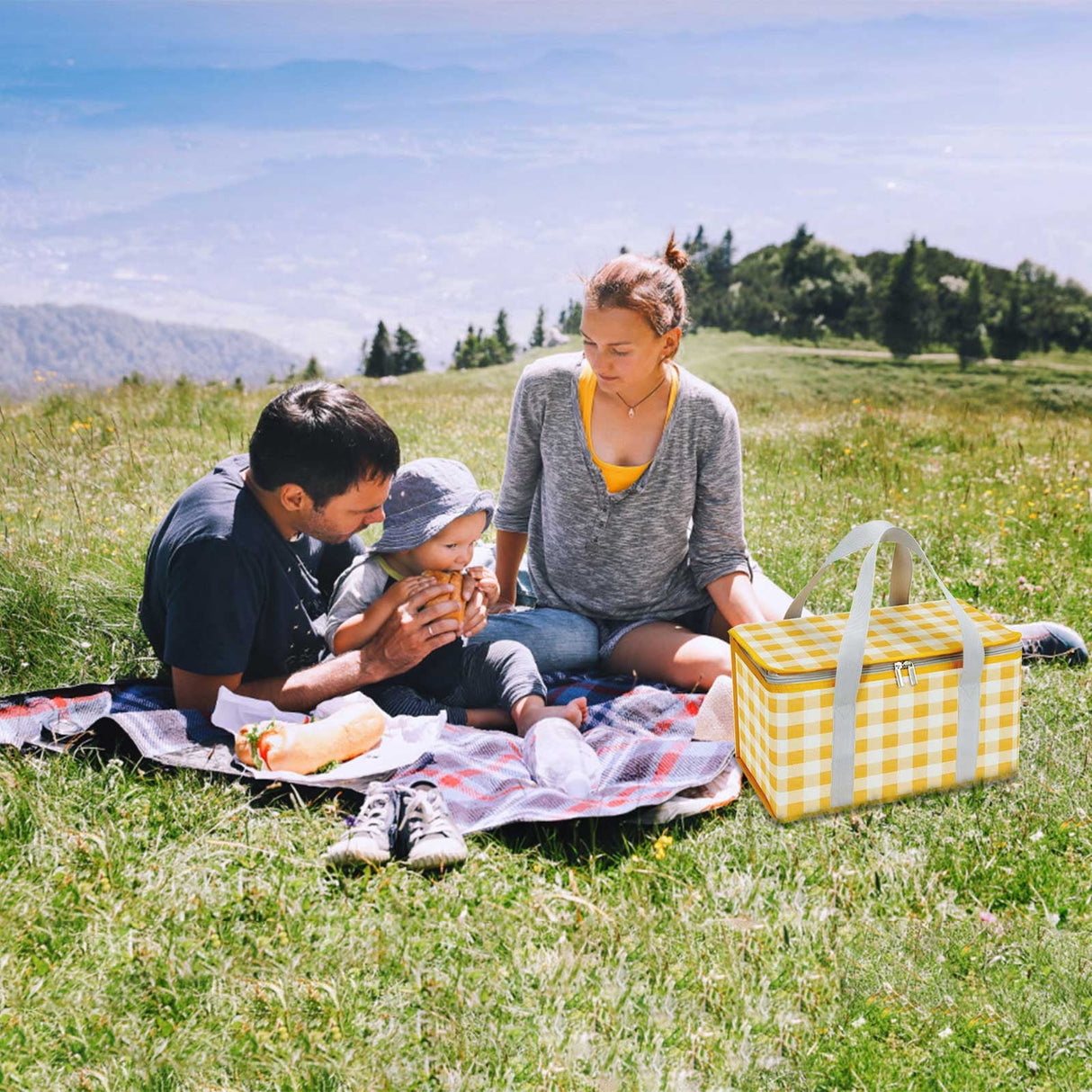 Bourdeilles Insulated Picnic Basket, Large Capacity, Yellow