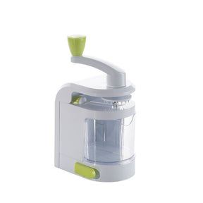 Vertical vegetable spiraliser with four built in blades and suction base