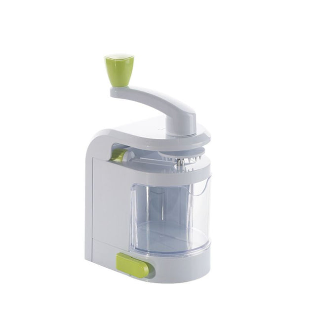Vertical vegetable spiraliser with four built in blades and suction base