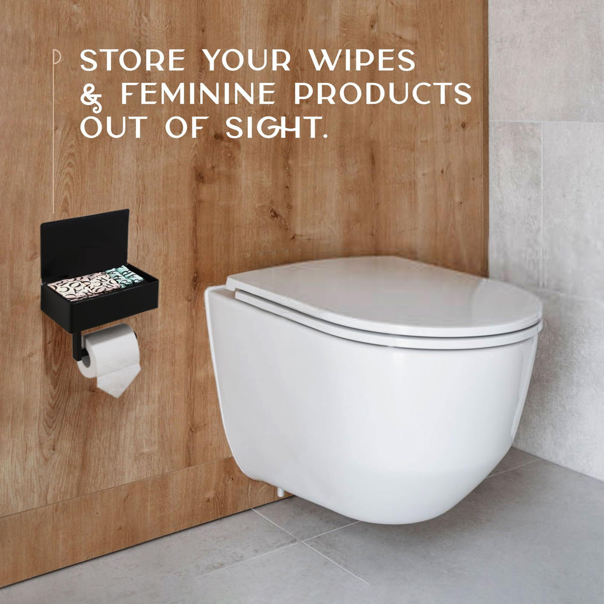 Dimension diagram for toilet paper holder with shelf, 20.5 x 13 x 15.5 cm