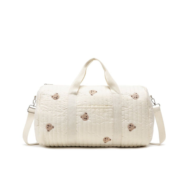 Hope Cove white embroidered quilted cotton baby diaper tote bag