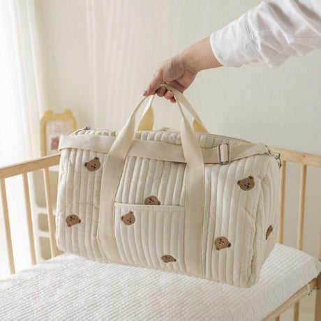Quilted baby diaper tote bag with shoulder strap - view 2