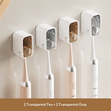 Set of four single slot wall mounted toothbrush holders with covers
