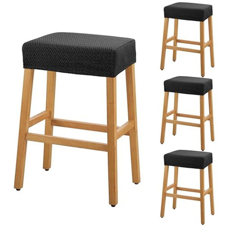Jam jerrup stretch stool covers on bar stools in a modern kitchen