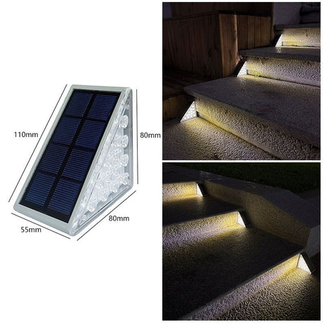 Solar LED step lights in warm white for outdoor steps - view 1
