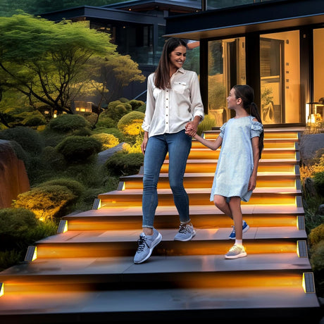 Solar LED step lights in warm white for outdoor steps - view 4