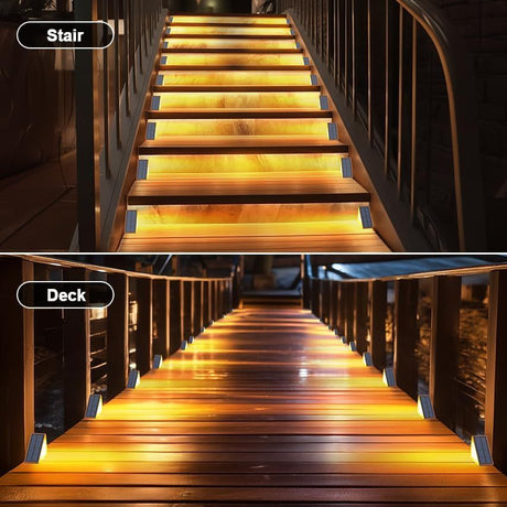 Solar LED step lights in warm white for outdoor steps - view 5