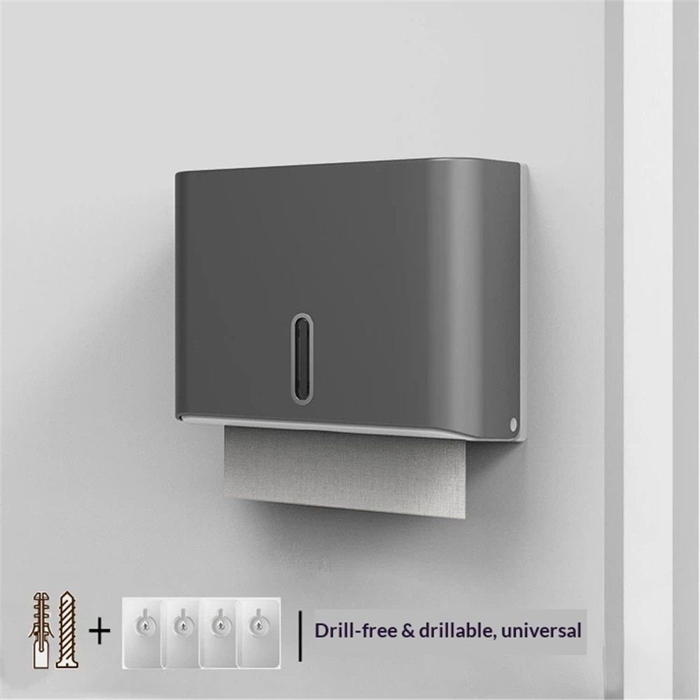 Grey ABS wall mounted paper towel dispenser with viewing window and key lock