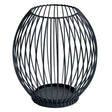 Large wrought iron candle lantern holder in matte black