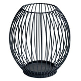 Large wrought iron candle lantern holder in matte black
