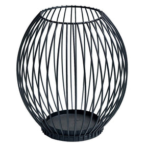 Large wrought iron candle lantern holder in matte black