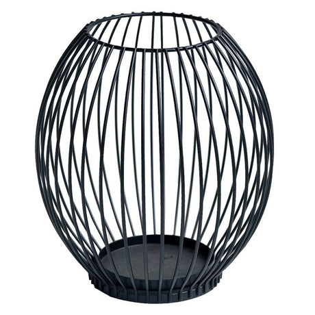 Large wrought iron candle lantern holder in matte black