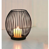 Large wrought iron candle lantern holder in matte black