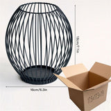 Large wrought iron candle lantern holder in matte black