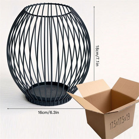 Large wrought iron candle lantern holder in matte black