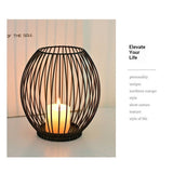 Large wrought iron candle lantern holder in matte black