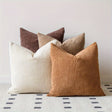 Set of four ribbed corduroy cushion covers in coffee tones of deep brown, light brown and cream
