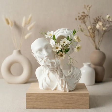 White nature goddess figural sculptural vase