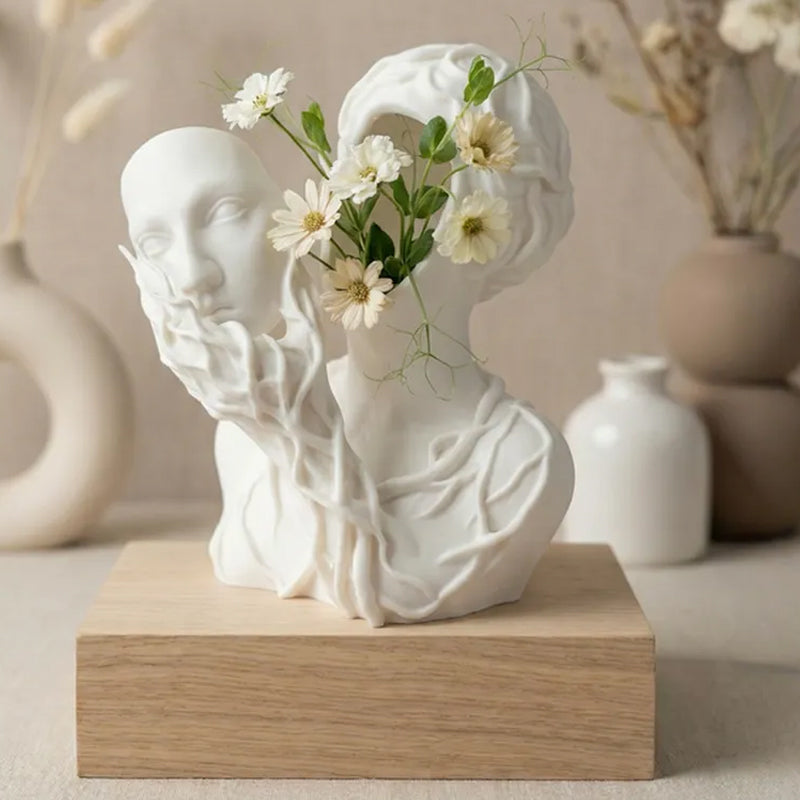 White nature goddess figural sculptural vase