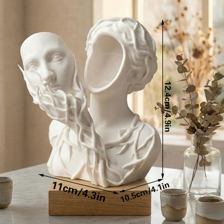 White nature goddess figural sculptural vase