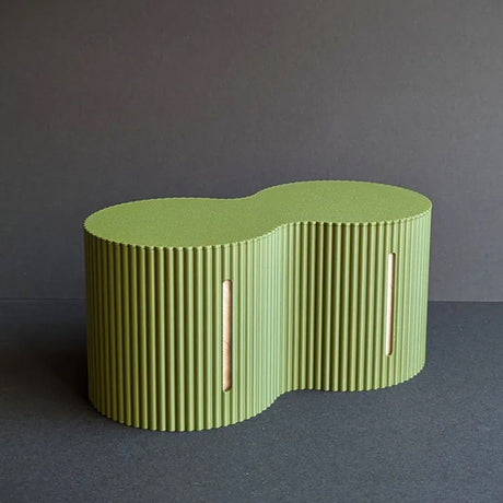 Freestanding light green toilet roll storage box shown from the front