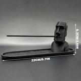 Black Moai statue incense holder with ash tray