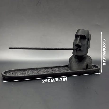 Black Moai statue incense holder with ash tray