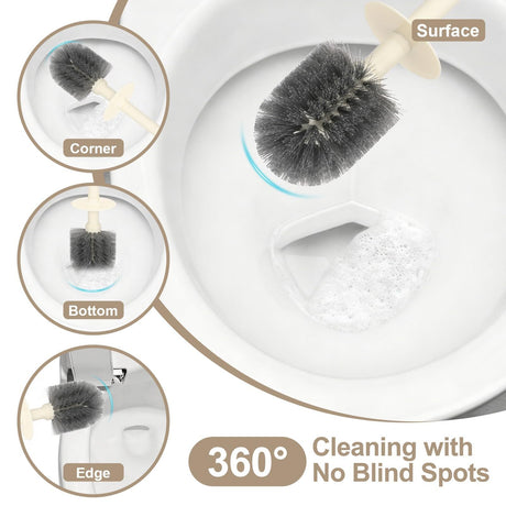 Full gold toilet brush and holder set on a white background
