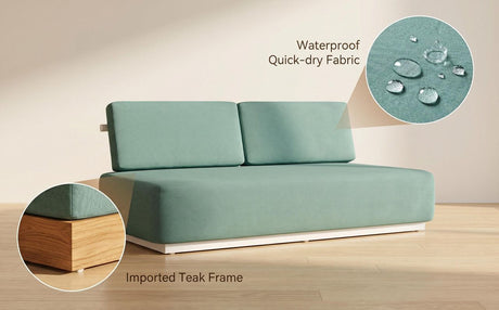 Seaforth 2 Seater Outdoor Sofa, Timber and Fabric