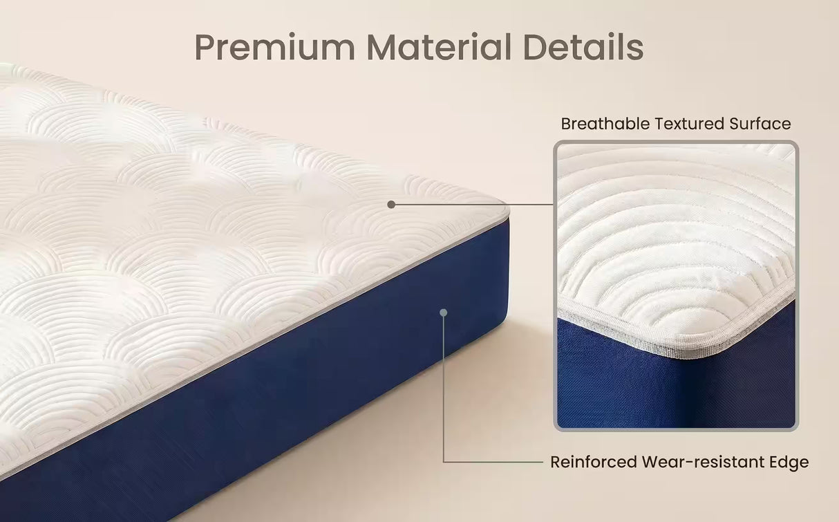 Gel memory foam hybrid mattress, 25cm king