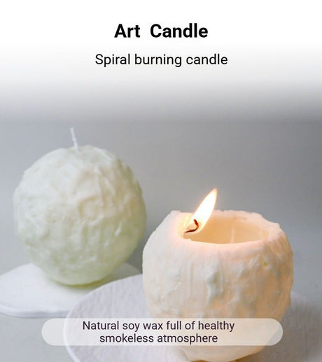 White spiral soy wax candle