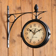 Small Black Double Sided Iron Wall Clock