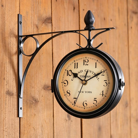 Small Black Double Sided Iron Wall Clock