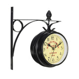 Small Black Double Sided Iron Wall Clock