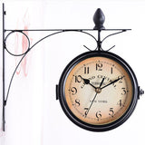 Small Black Double Sided Iron Wall Clock, Model B