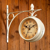 White Double Sided Iron Wall Clock