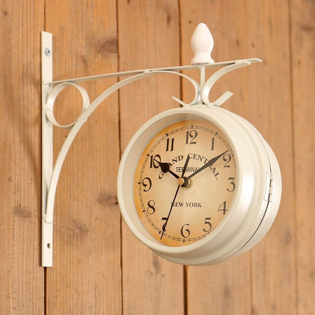 White Double Sided Iron Wall Clock