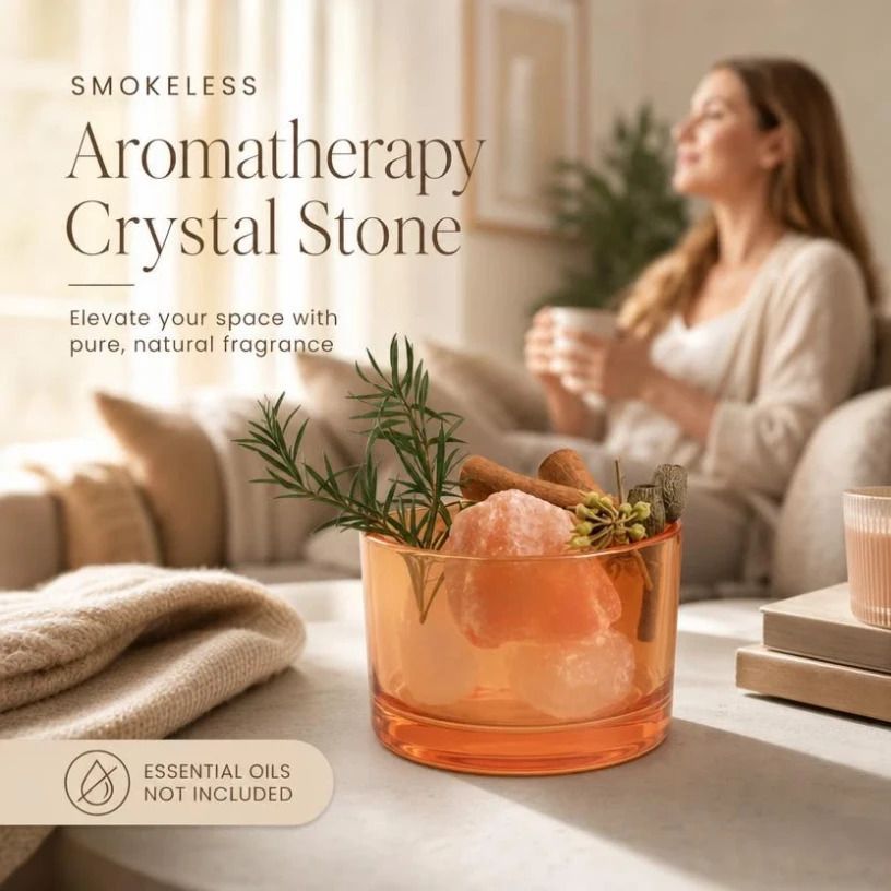 Crystal stone flameless aroma diffuser in Vibrant Orange design
