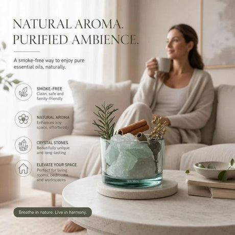 Crystal stone flameless aroma diffuser in Healing Forest design