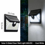 Solar Motion Sensor Three Sided Wall Light