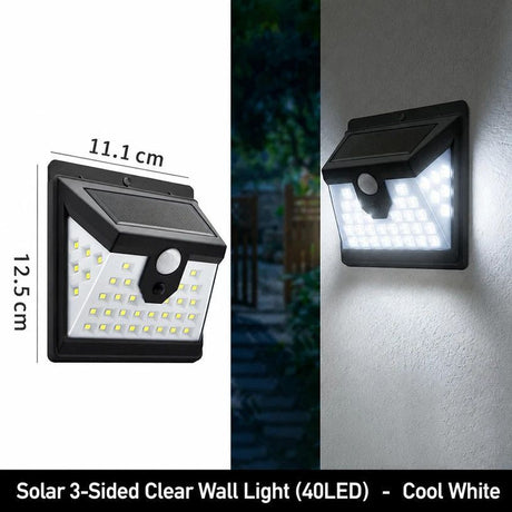 Solar Motion Sensor Three Sided Wall Light