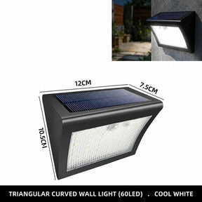 Solar Motion Sensor Triangular Wall Light Curved 60 LED